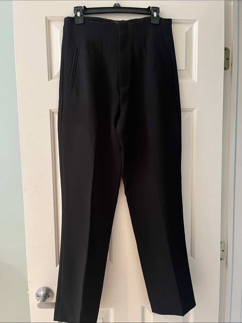 NWOT Banana Republic Black Straight-Leg high waist front zip Dress Pants